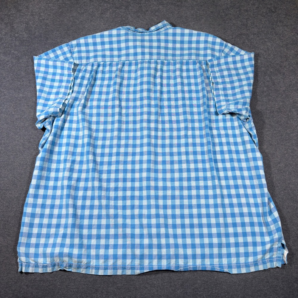 Tommy Bahama Shirt Mens 3XT Blue Gingham Plaid 100% Silk Short Sleeve Button Up - Picture 5 of 8